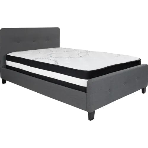 Centerline Dynamics Beds & Headboards Tribeca Tufted Upholstered Platform Bed, Dark Gray, Pocket Spring Mattress, Full