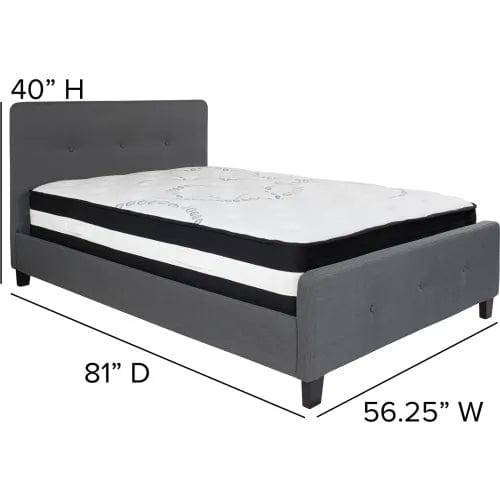 Centerline Dynamics Beds & Headboards Tribeca Tufted Upholstered Platform Bed, Dark Gray, Pocket Spring Mattress, Full