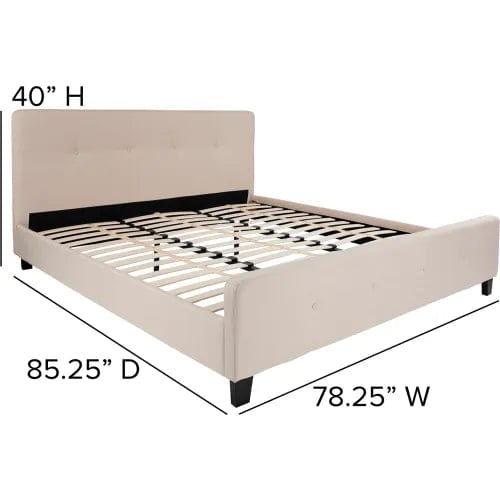 Centerline Dynamics Beds & Headboards Tribeca Tufted Upholstered Platform Bed in Beige, King Size