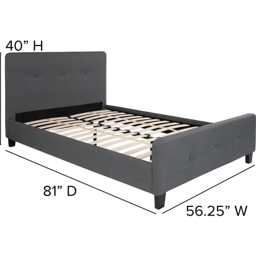 Centerline Dynamics Beds & Headboards Tribeca Tufted Upholstered Platform Bed in Dark Gray, Full Size