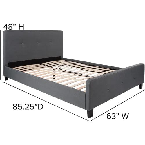 Centerline Dynamics Beds & Headboards Tribeca Tufted Upholstered Platform Bed in Dark Gray, Queen Size