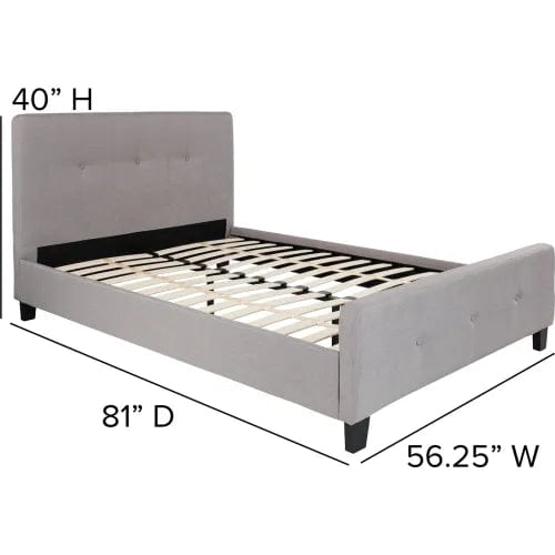 Centerline Dynamics Beds & Headboards Tribeca Tufted Upholstered Platform Bed in Light Gray, Full Size