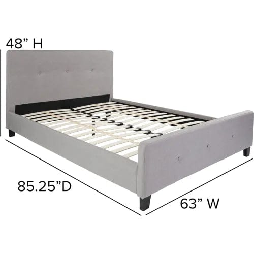 Centerline Dynamics Beds & Headboards Tribeca Tufted Upholstered Platform Bed in Light Gray, Queen Size