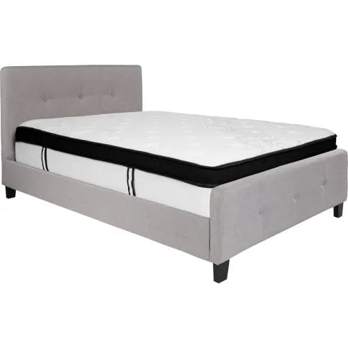 Centerline Dynamics Beds & Headboards Tribeca Tufted Upholstered Platform Bed, Light Gray, Memory Foam Mattress, Full