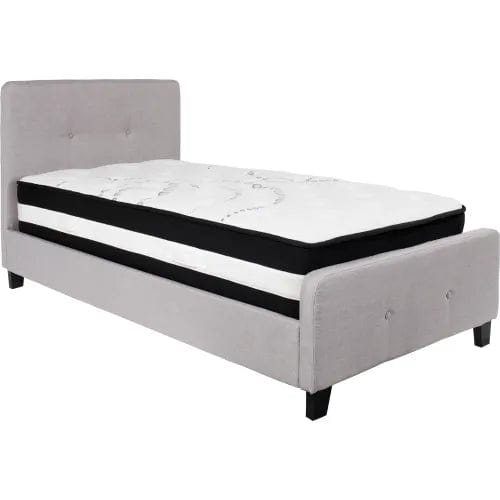 Centerline Dynamics Beds & Headboards Tribeca Tufted Upholstered Platform Bed, Light Gray, Pocket Spring Mattress, Twin