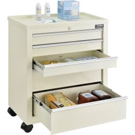 Centerline Dynamics Bedside Cart 5-Drawer Medical Bedside Cart, Key Lock, Beige, 24-1/2"L x 13-1/4"W x 29"H