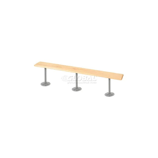 Centerline Dynamics Benches Locker Room Bench, Hardwood With Steel Tube Pedestal Legs, 108 x 9-1/2 x 17