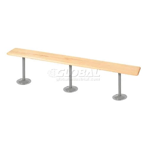Centerline Dynamics Benches Locker Room Bench, Hardwood With Steel Tube Pedestal Legs, 96 x 9-1/2 x 17