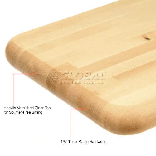 Centerline Dynamics Benches Locker Room Bench, Hardwood With Steel Tube Pedestal Legs, 96 x 9-1/2 x 17
