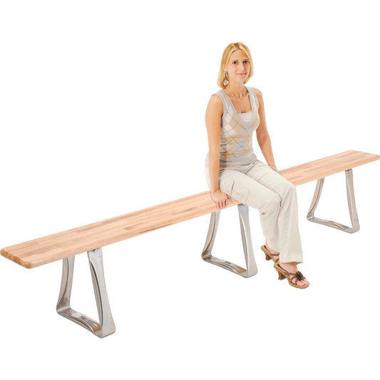 Centerline Dynamics Benches Locker Room Bench, Hardwood With Trapezoid Legs,108 x 9-1/2 x 17