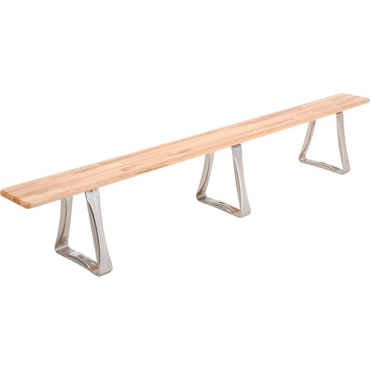 Centerline Dynamics Benches Locker Room Bench, Hardwood With Trapezoid Legs,108 x 9-1/2 x 17