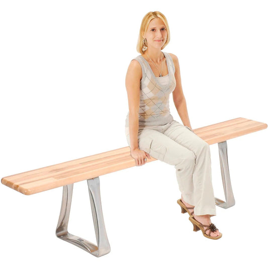 Centerline Dynamics Benches Locker Room Bench, Hardwood With Trapezoid Legs, 48 x 9-1/2 x 17