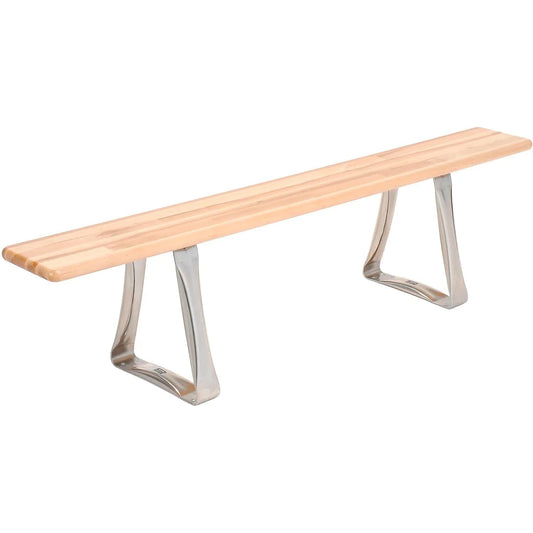 Centerline Dynamics Benches Locker Room Bench, Hardwood With Trapezoid Legs, 48 x 9-1/2 x 17