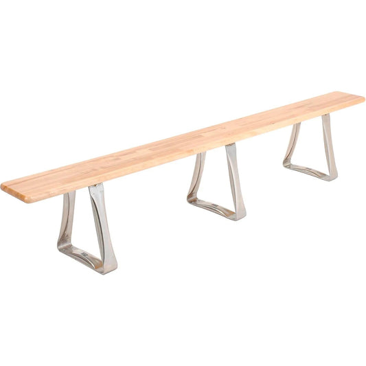Centerline Dynamics Benches Locker Room Bench, Hardwood With Trapezoid Legs, 96 x 9-1/2 x 17