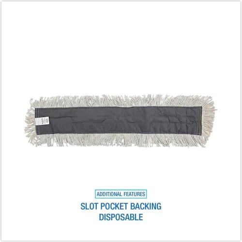 Centerline Dynamics Brooms & Dusters Disposable Dust Mop Head w/Sewn Center Fringe, Cotton/Synthetic, 36 x 5, White