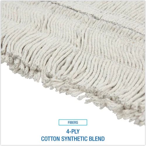Centerline Dynamics Brooms & Dusters Disposable Dust Mop Head w/Sewn Center Fringe, Cotton/Synthetic, 36 x 5, White
