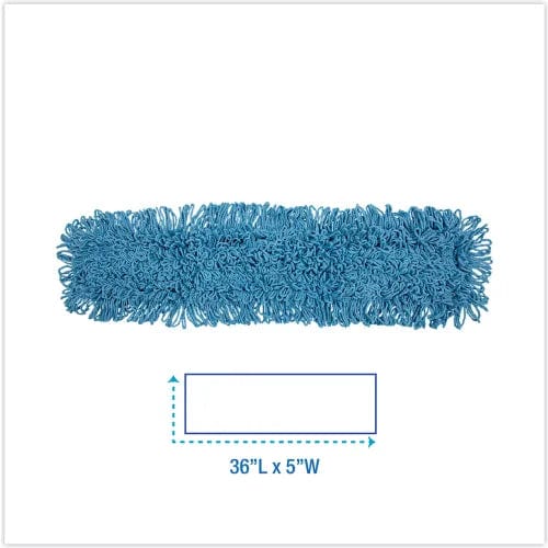 Centerline Dynamics Brooms & Dusters Dust Mop Head, Cotton/Synthetic Blend, 36 x 5, Looped-End, Blue