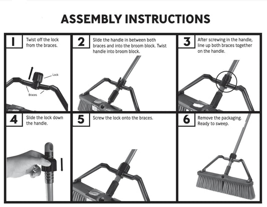 Centerline Dynamics Brooms & Dusters Libman Commercial 36" Assembled Smooth Sweep Push Broom - Brace Handle - 850 - Pkg Qty 3