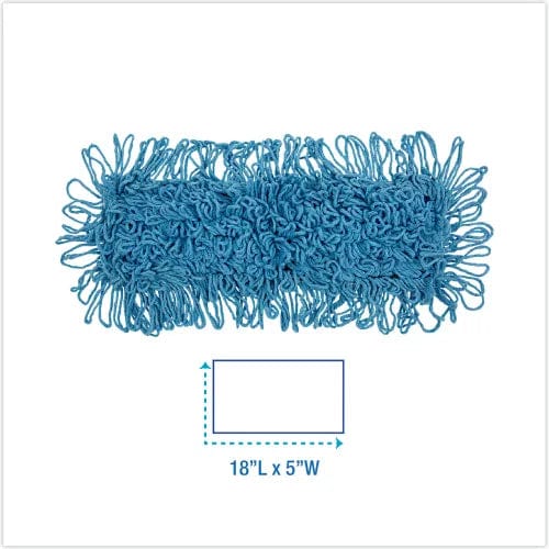 Centerline Dynamics Brooms & Dusters Mop Head, Dust, Looped-End, Cotton/Synthetic Fibers, 18 x 5, Blue