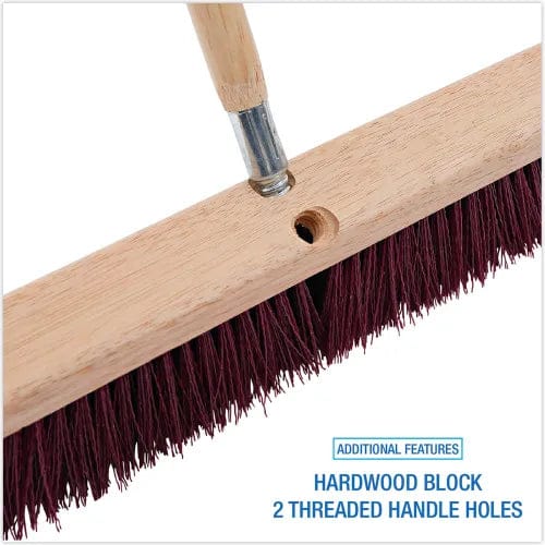 Centerline Dynamics Brush Heads Floor Brush Head, 3.25" Maroon Stiff Polypropylene Bristles, 24" Brush