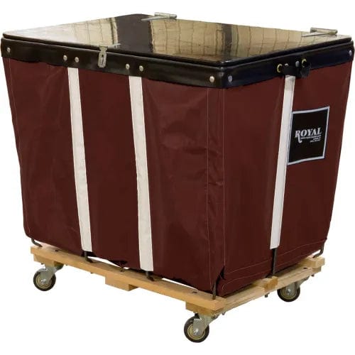 Centerline Dynamics Bulk Container & Tilt Trucks PVC Hinged Top Basket Truck, 10 Bu, Brown Vinyl, Wood Base, All Swivel