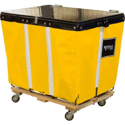 Centerline Dynamics Bulk Container & Tilt Trucks PVC Hinged Top Basket Truck, 10 Bu, Yellow Vinyl, Wood Base, All Swivel