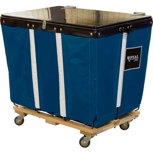 Centerline Dynamics Bulk Container & Tilt Trucks PVC Hinged Top Basket Truck, 20 Bu, Navy Blue Vinyl, Wood Base, All Swivel