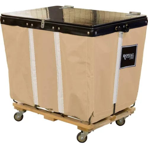 Centerline Dynamics Bulk Container & Tilt Trucks PVC Hinged Top Basket Truck, 20 Bu, Tan Vinyl, Wood Base, All Swivel