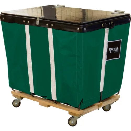 Centerline Dynamics Bulk Container & Tilt Trucks PVC Hinged Top Basket Truck, 6 Bu, Green Vinyl, Wood Base, All Swivel
