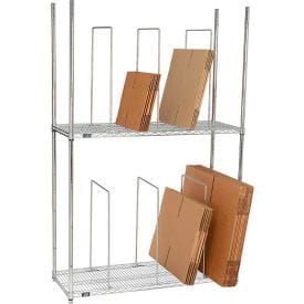 Centerline Dynamics Carton Rack Dual Level Carton Stand w/ 6 Dividers, 48"L x 18"W x 78-1/2"H, Chrome