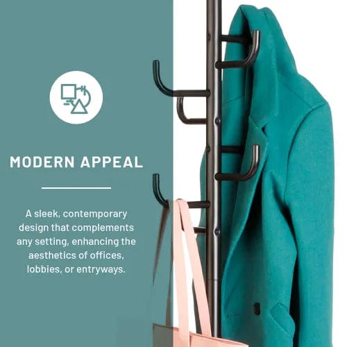 Centerline Dynamics Coat Racks & Stand Hook Head Coat Rack, 15"D x 15"W x 68"H, Black