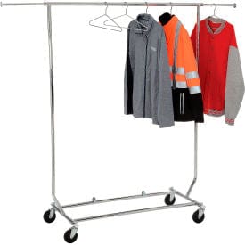 Centerline Dynamics Collapsible Garment Rack Econoco Salesman's Collapsible Portable Clothing Rack RCS/1, Chrome, Round Tubing