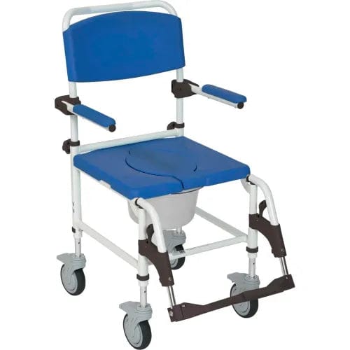 Centerline Dynamics Commodes Shower Commode Transport Chair NRS185007, Aluminum, Blue
