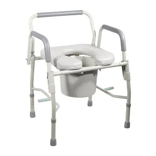 Centerline Dynamics Commodes Steel Drop Arm Bedside Commode with Padded Seat & Arms