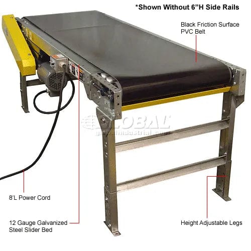 Centerline Dynamics Conveyors Omni Metalcraft Powered 12"W x 10'L Belt Conveyor with 6"H Side Rails