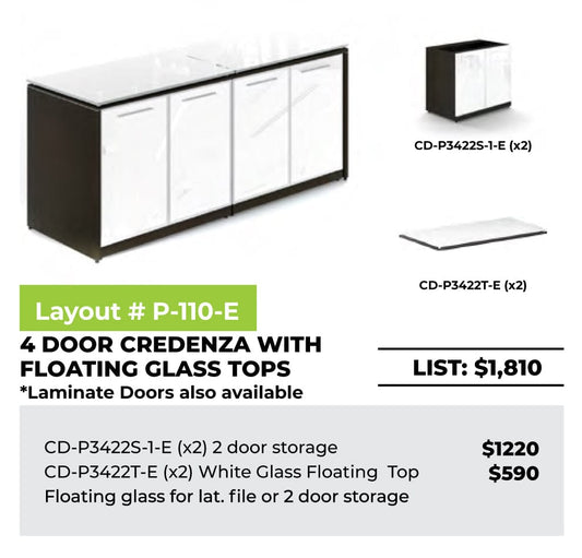Centerline Dynamics CorpDesign Furniture CorpDesign 4 Drawer Lateral Credenza (#P-111-E)