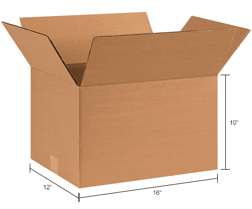 Centerline Dynamics Corrugated Box Cardboard Corrugated Boxes, 16"L x 12"W x 10"H, Kraft - Pkg Qty 25