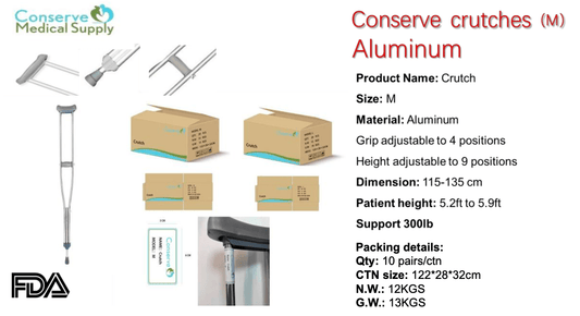 Centerline Dynamics Crutches Conserve Medical Crutches - 10 Pairs