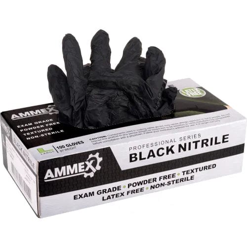 Centerline Dynamics Disposable Gloves ABNPF Textured Medical/Exam Nitrile Gloves, Powder-Free, Black, Large, 1000/Case