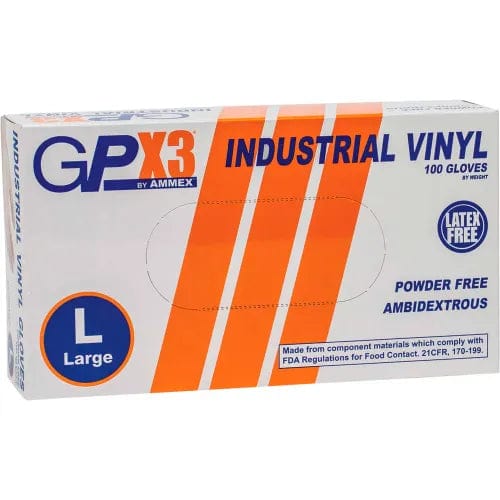 Centerline Dynamics Disposable Gloves GPX3 Industrial Grade Vinyl Gloves, 3 Mil, Powder-Free, Small, Clear, 1000/Case
