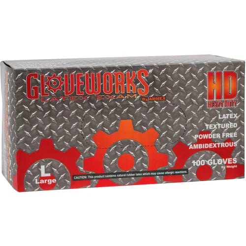 Centerline Dynamics Disposable Gloves ILHD Gloveworks Industrial Grade Latex Gloves, 8 Mil, Natural, M, 1000/Case