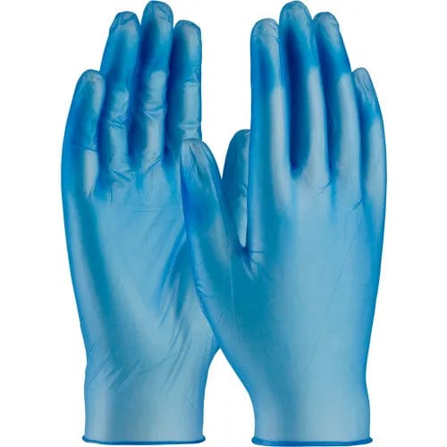 Centerline Dynamics Disposable Gloves Industrial Grade HD Vinyl Gloves, 5 Mil, Powder-Free, L, Blue, 100/Box