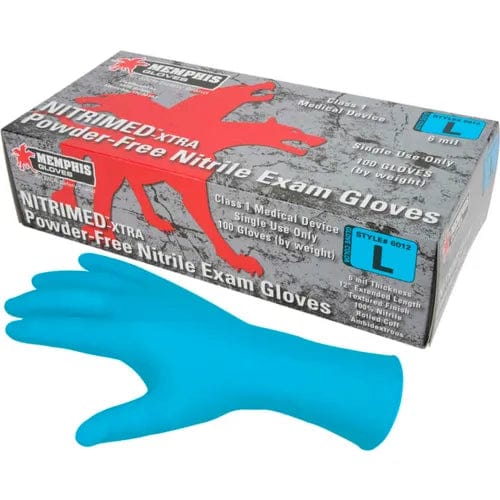 Centerline Dynamics Disposable Gloves Nitri-Med Nitrile Medical/Exam Textured Gloves, Powder-Free, Blue, 12", S, 1000/Case