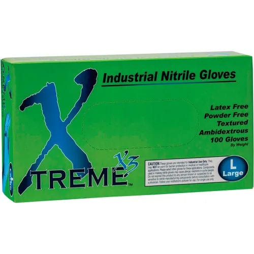 Centerline Dynamics Disposable Gloves X3 Xtreme Industrial Grade Nitrile Gloves, Powder-Free, Blue, XXL, 1000/Case