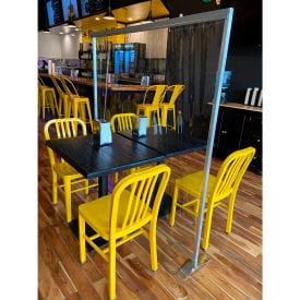 Centerline Dynamics Divider Global Industrial Floor Supported Portable Personal Safety Partition, 5'W x 5'H, Clear