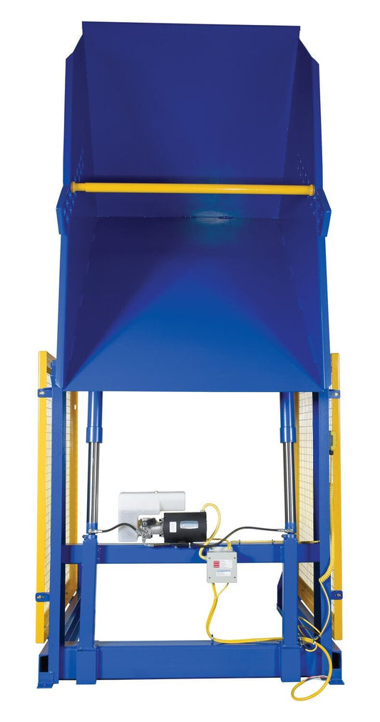 Centerline Dynamics Dumpers Vestil Steel Electric Hydraulic Box Dumper 60 In. Dump Height 2,000 Lb. Capacity