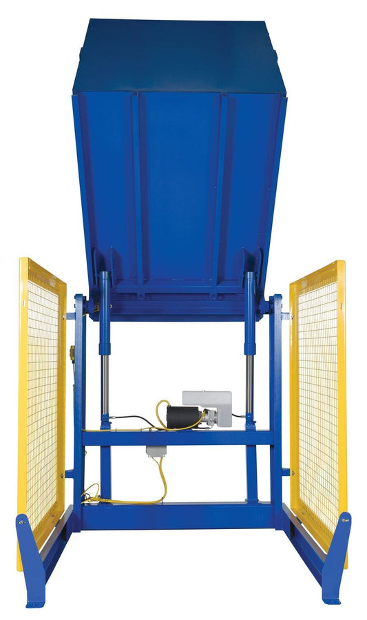 Centerline Dynamics Dumpers Vestil Steel Electric Hydraulic Box Dumper 60 In. Dump Height 2,000 Lb. Capacity