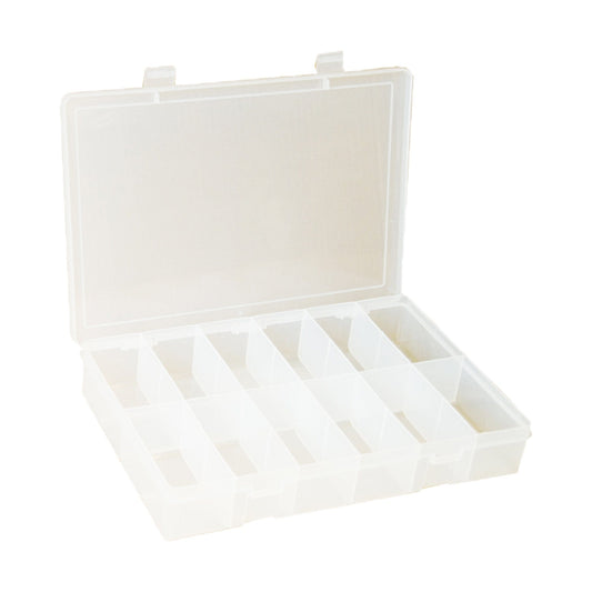 Centerline Dynamics Durham Compartment Boxes Durham Large Plastic Compartment Box, 12 Openings, Clear
