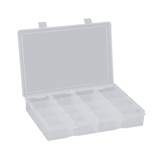 Centerline Dynamics Durham Compartment Boxes Durham Large Plastic Compartment Box, 16 Openings, Clear