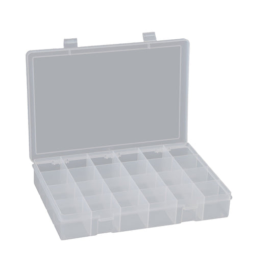 Centerline Dynamics Durham Compartment Boxes Durham Large Plastic Compartment Box, 24 Openings, Clear
